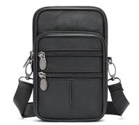 Sac banane en cuir à bandoulière pour homme, sac banane pour téléphone, petit sac à bandoulière, sac à bandoulière vintage, poche de ceinture pour les sorties, 3103-noir, One Size