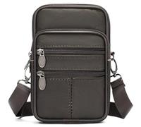 Sac banane en cuir à bandoulière pour homme, sac banane pour téléphone, petit sac à bandoulière, sac à bandoulière vintage, poche de ceinture pour les sorties, 3103-café, One Size