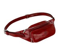 Sac Banane en Cuir Fait Main en Italie - Hommes et Femmes Ceinture Réglable Poche Ventrale Sac Besace Sacoche - Time Resistance Rouge