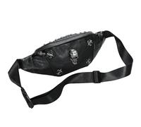 Sac banane en cuir noir pour homme et femme, petit motif tête de mort, sac banane élégant, sac banane pour homme et femme, en cuir pour les voyages, le shopping, Couleur : 5, 11.4 x 3.1 x 5.5, Fashion