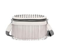 Sac banane en cuir pour femme et fille - Avec strass pailletés et pompons, 7000 + Blanc, Small, Tendance