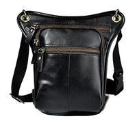 Sac banane en cuir pour homme et femme, idéal pour les voyages en plein air, les activités militaires, la moto, le vélo, la randonnée, le camping, le sac à bandoulière noir