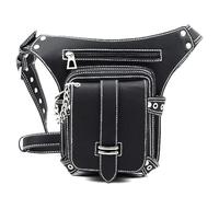 Sac Banane en Cuir pour Homme et Femme - Multifonction - pour Moto, vélo, Sports de Plein air, Tactique, Cyclisme, équitation, randonnée, Camping, Noir