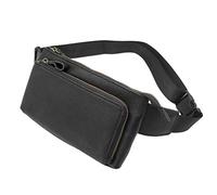 Sac banane en cuir pour homme et femme - Pour voyage, sports de plein air, randonnée, course à pied, ceinture ventrale, sac à main fin pour téléphone portable, portefeuille, pochette décontractée -