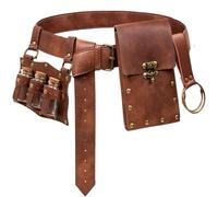 Sac banane en cuir style steampunk, support de téléphone, accessoire de déguisement Renaissance et cosplay, 3Bottle-Nouveau/Marron, 7.1x3.9inch, Ensembles steampunk et médiéval