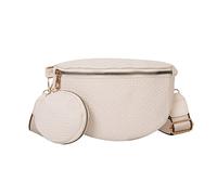 Sac banane en cuir synthétique pour pièces de monnaie Grand sac banane pour femme Sac à bandoulière coréen, blanc