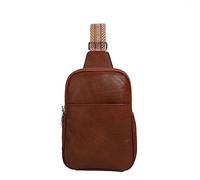 Sac banane en cuir végétalien pour femme, sac à bandoulière pour femme, sac bandoulière uni, marron, Taille unique, Sacs à dos de voyage