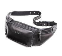 Sac banane en cuir véritable pour homme, sac à bandoulière avec sangle réglable pour voyage, course à pied, cyclisme, sport et usage quotidien, noir, Taille L