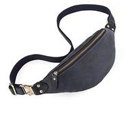Sac Banane en Cuir véritable pour Homme - Sac Banane Multifonction avec Fermeture éclair, Bleu foncé, Einheitsgröße, Valise