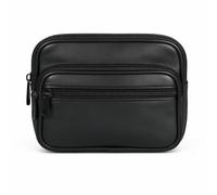 Sac banane en cuir véritable - Sac banane compact avec passant de ceinture - Pour téléphone portable, cartes, clés, voyage, festival - Portefeuille en cuir noir - Pour homme et femme SOTALA