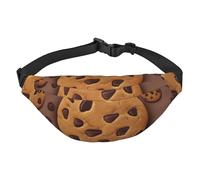 Sac banane en forme de biscuit au chocolat pour homme et femme, sac banane pour tous les jours, sac banane avec sangle réglable, sac de poitrine décontracté pour randonnée, cyclisme, noir, taille