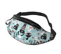 Sac banane en forme de chats noirs et blancs pour la course à pied, la randonnée, les voyages, l'entraînement, la promenade du chien, le sport, la pêche, Noir , Taille unique