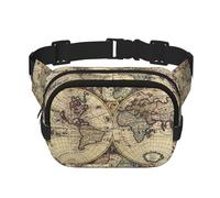 Sac banane en forme de globe antique pour homme et femme - Sac banane tendance pour entraînement, course à pied, voyage, randonnée, Noir , Taille unique