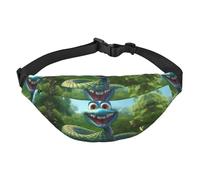 Sac banane en forme de serpent cobra de dessin animé, résistant à l'eau, sac banane de course pour femme avec options de port polyvalentes, trou pratique pour écouteurs, idéal pour les voyages et