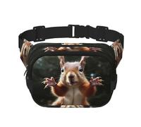Sac banane en forme d'écureuil amusant pour femme - Imperméable et réglable - Sac banane tendance et décontracté - Pour la course à pied, l'entraînement, la randonnée, les voyages, noir, taille