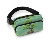 Sac banane en forme d'éventail imprimé feuilles pour homme et femme, sac banane pour entraînement, voyage, course décontractée, course à pied, randonnée, cyclisme, sac banane avec sangle réglable pour