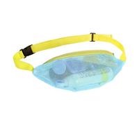 Sac banane en maille filet - Sac banane réglable en maille - Sac banane réglable en maille - Sac banane réglable en maille filet - Natation, vacances, voyage, pique-nique, Bande bleu clair et jaune