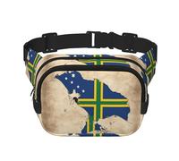 Sac banane en nylon à la mode pour femme avec motif carte du drapeau des îles Salomon avec lignes croisées, noir, One Size