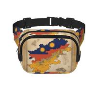 Sac banane en nylon tendance avec imprimé carte du drapeau du Royaume du Bhoutan 01 pour femme Noir, noir, One Size