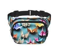 Sac banane en papier origami avec extension pour homme et femme avec poches zippées, noir, One Size