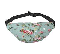 Sac banane en polyester imperméable avec ceinture réglable - Sac à bandoulière polyvalent pour homme et femme, Fleurs florales vintage., Taille unique