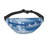 Sac banane en polyester imprimé agneau avec un lion sur les nuages pour homme et femme, sac banane pour voyage, marche, sport avec sangle réglable, Noir , Taille unique