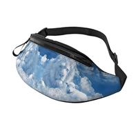 Sac banane en polyester imprimé agneau avec un lion sur les nuages pour homme et femme, sac banane pour voyage, marche, sport avec sangle réglable, Noir , Taille unique