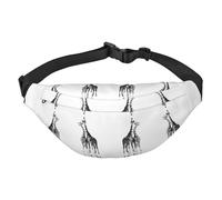 Sac banane en polyester imprimé girafe africaine pour homme et femme, sac banane pour voyage, marche, sport avec sangle réglable, Noir , Taille unique