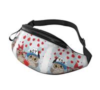 Sac banane en polyester imprimé hibou mignon pour homme et femme, sac banane pour voyage, marche, sport avec sangle réglable, Noir , Taille unique