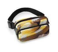 Sac banane en python jaune et blanc avec sangle réglable pour entraînement en plein air cyclisme unisexe, blanc, 20 x 13 cm, sac banane, blanc, 20x13cm, Sac banane