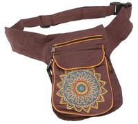 Sac banane en tissu Mandala, sac banane du Népal, marron, Taille unique | 100 % coton, unisexe, trois poches zippées, sangle réglable, parfait pour les festivals et les voyages