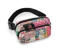 Sac banane en tissu sergé durable, sac banane réglable pour homme et femme, sac banane de sport résistant à l'eau avec plusieurs poches pour la course, la randonnée, les voyages (répétition, totem