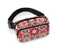 Sac banane en tissu sergé durable, sac banane réglable pour homme et femme, sac banane de sport résistant à l'eau avec plusieurs poches pour la course, la randonnée, les voyages (totem géométrique