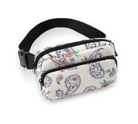 Sac banane en tissu sergé durable, sac banane réglable pour homme et femme, sac banane de sport résistant à l'eau avec plusieurs poches pour la course, la randonnée, les voyages (totem géométrique