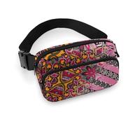 Sac banane en tissu sergé durable, sac banane réglable pour homme et femme, sac banane de sport résistant à l'eau avec plusieurs poches pour la course, la randonnée, les voyages (totem géométrique