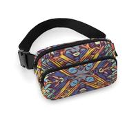 Sac banane en tissu sergé durable, sac banane réglable pour homme et femme, sac banane de sport résistant à l'eau avec plusieurs poches pour la course, la randonnée, les voyages (répétition, totem
