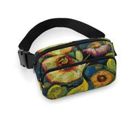 Sac banane en tissu sergé durable, sac banane réglable pour homme et femme, sac banane de sport résistant à l'eau avec plusieurs poches pour la course à pied, la randonnée, les voyages (police de tête