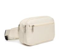 Sac banane en toile imperméable, Blanc, Mass Beauty | Deux compartiments pour téléphone et portefeuille, sac à bandoulière pour activités de plein air et voyages
