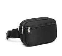Sac banane en toile imperméable, Noir , Mass Beauty | Deux compartiments pour téléphone et portefeuille, sac à bandoulière pour activités de plein air et voyages