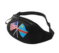 Sac banane étanche avec drapeau américain de la République démocratique du Congo pour le sport, la course à pied, Noir , Taille unique, Sacs banane