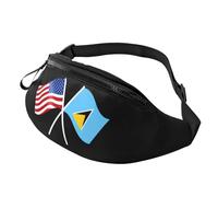 Sac banane étanche avec drapeau américain et sainte lucie pour le sport, la course à pied, Noir , Taille unique, Sacs banane