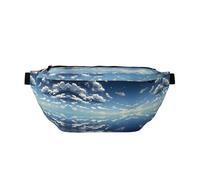 Sac banane étanche avec sangle réglable pour la course à pied, bleu ciel et nuages blancs