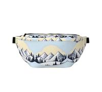 Sac banane étanche avec sangle réglable pour la course à pied Motif montagnes enneigées Blanc
