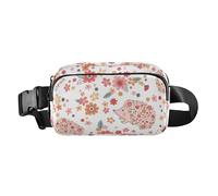 Sac banane étanche avec sangle réglable pour voyage, course à pied, randonnée, motif floral enfantin, Fleurs à motif floral enfantin, 1 Size
