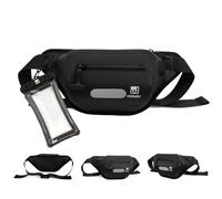 Sac banane étanche de qualité supérieure pour sports nautiques - 100 % étanche avec bande réfléchissante - Idéal pour la plongée avec tuba, kayak, surf, bateau et paddle - Ceinture réglable, noir, Sac
