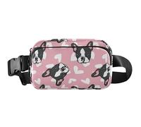 Sac banane étanche Love Bulldog français rose pour femme, sac banane mignon de voyage pour homme, bouledogue français rose, 20,3 x 13,5 x 5,8 cm, drôle mignon, amour bouledogue français rose, 8 x 5,3