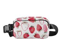 Sac banane étanche pour femme avec motif fraises fraîches, sac banane de voyage, sac banane de voyage pour homme, fraises fraîches rose, 20,3 x 13,5 x 5,8 cm, drôle mignon, fraises fraîches roses, 8 x