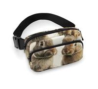 Sac banane étanche pour femme et homme - Motif lapins amusants, Lapins rigolos, 20x13cm, Art Déco