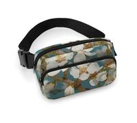 Sac banane étanche pour femme et homme - Motif tournesol - Peinture à l'huile, Fleurs blanches pâles, 20x13cm, Art Déco
