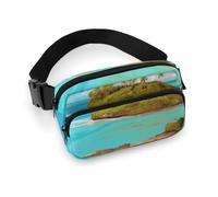 Sac banane étanche pour femme et homme - Sac banane chat - Sac banane pour téléphone portable, Paysage des Caraïbes, 20x13cm, Art Déco